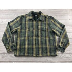 Line of Trade Mens Green Plaid Full Zip Jacket Heavy Cotton Shacket 2XL